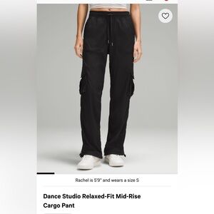 lululemon athletica women’s Black Dance studio relaxed fit mid rise Cargo Pants